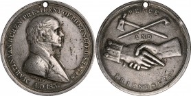 Indian Peace Medals

Very Rare Van Buren Peace Medal

The Third Size, in Silver 

1837 Martin Van Buren Indian Peace Medal. Third Size. Julian I...