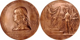 Benjamin Franklin

1906 Benjamin Franklin Birth Bicentennial Medal. U.S. Mint Striking. By Augustus and Louis Saint-Gaudens. Greenslet GM-119. Bronz...