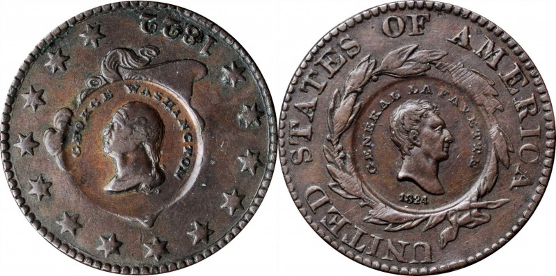 Washingtoniana

Rare Washington/Lafayette Counterstamp on an 1822 Cent

1824...
