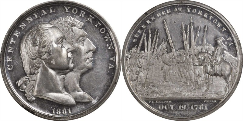 Washingtoniana

1881 Yorktown Centennial Medal. Musante GW-963, Baker-452C. Wh...