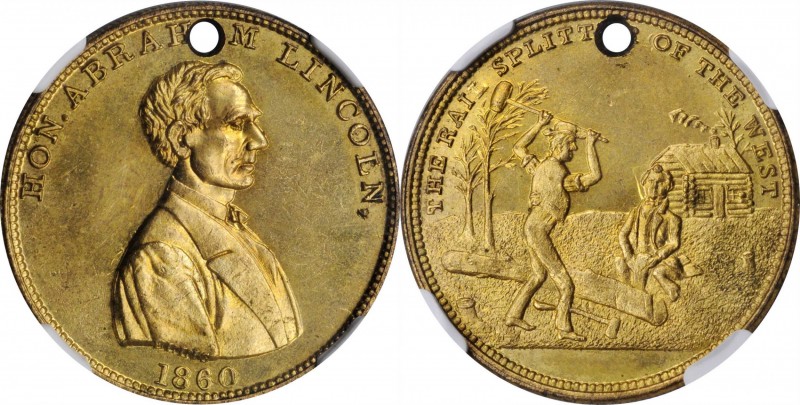 Lincolniana

1860 Rail Splitter of the West Medal. Cunningham 1-500B, King-38,...