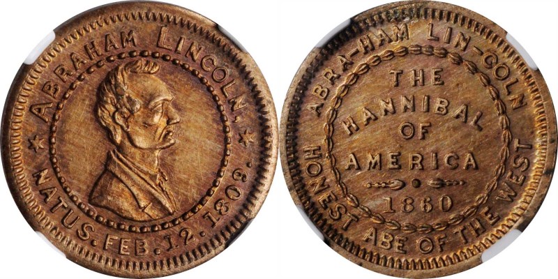 Lincolniana

1860 Abraham Lincoln Political Medalet. Cunningham 1-740CN, King-...