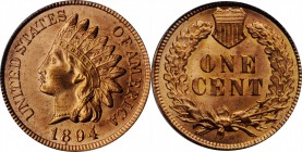 Indian Cent

1894/1894 Indian Cent. Snow-1, FS-301. Doubled Date. MS-64 RD (PCGS). CAC.

Vivid pinkish-rose surfaces with a satin to softly froste...