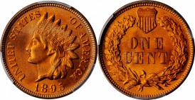 Indian Cent

1895 Indian Cent. MS-66+ RD (PCGS).

A gorgeous, conditionally rare upper end Gem with intense reddish-orange color on frosty, pristi...