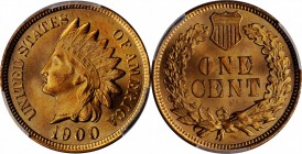Indian Cent

1900 Indian Cent. MS-66+ RD (PCGS). CAC.

Intensely lustrous, frosty-textured surfaces are further adorned with vivid light orange co...