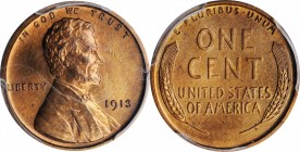 Lincoln Cent

1913 Lincoln Cent. Proof-66+ RB (PCGS). CAC.

Predominantly golden-rose surfaces are minimally toned in iridescent olive-brown on th...