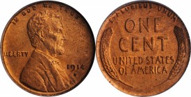 Lincoln Cent

1914-D Lincoln Cent. MS-64 RB (PCGS).

Plenty of deep, vivid reddish-orange mint color shines through an overlay of light olive-brow...