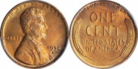 Lincoln Cent

1934-D Lincoln Cent. MS-67 RD (PCGS).

Subtle powder blue highlights mingle with dominant deep rose color on both sides of this sati...