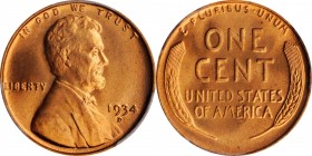 Lincoln Cent

1934-D Lincoln Cent. MS-67 RD (PCGS).

Vivid pinkish-orange surfaces are as nice as one would expect at the assigned grade. A beauti...
