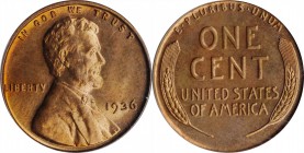 Lincoln Cent

1936 Lincoln Cent. Satin Proof-65 RD (PCGS). OGH.

A handsome autumn-orange specimen with solid Gem quality and undeniable originali...