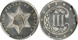 Silver Three-Cent Piece

1861 Silver Three-Cent Piece. Proof-65 (PCGS).

Dusted with the lightest silvery iridescence, this fully struck example r...