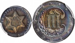 Silver Three-Cent Piece

1863 Silver Three-Cent Piece. Proof-66 (PCGS). CAC.

This wonderfully original specimen exhibits blended charcoal-blue an...