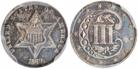 Silver Three-Cent Piece

1869/'8' Silver Three-Cent Piece. Breen-2960. Proof-62 (PCGS).

A richly toned example of this intriguing variety, both s...