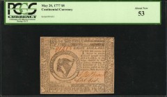 Continental Currency

CC-69. Continental Currency. May 20, 1777. $8. PCGS Currency About New 53.

No. 81413. Two bold signatures and serial number...