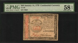 Continental Currency

CC-95. Continental Currency. January 14, 1779. $40. PMG Choice About Uncirculated 58 EPQ.

No. 10627. Emblem of Rays of all-...