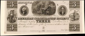 Washington, District of Columbia

The American Colonization Society, [at] Monrovia, [Liberia]. Three Dollars. Uncirculated.

Plate A. Printed on I...