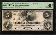 Minnesota

Owatonna, Minnesota. Bank of Owatonna. 1859. $5. PMG About Uncirculated 50 Net. Repaired, Previously Mounted. Proof.

(MN-100 G2) Jocel...