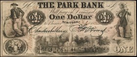 New York

New York, New York. The Park Bank. 1862. $1. Very Fine.

Plate A. Imprint of Rawdon, Wright, Hatch & Edson, New-York with "ABC" monogram...