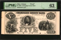 Ohio

Urbana, Ohio. Champaign County Bank. 1850s. $5. PMG Choice Uncirculated 63. Proof.

(OH-425 G8) Baldwin, Adams & Co. New York / Bald, Cousla...