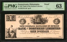 Pennsylvania

Philadelphia, Pennsylvania. Bank of Northern Liberties. 1841. $1. PMG Choice Uncirculated 63. Proof.

(PA-470 Unlisted) Underwood, B...