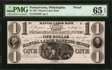 Pennsylvania

Philadelphia, Pennsylvania. Manual Labor Bank. 1837 $1. PMG Gem Uncirculated 65 EPQ.

(PA-445 G50) Hoober 305-355, Plate A. 18__ Pro...