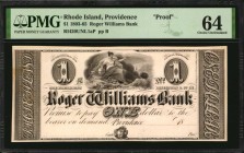 Rhode Island

Providence, Rhode Island. Roger Williams Bank. 1803-65. $1. PMG Choice Uncirculated 64. Proof.

(RI-420 Unlisted) Draper, Toppan, Lo...