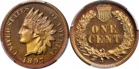 Indian Cent

The Sole Finest Deep Cameo Indian Cent at PCGS

1897 Indian Cent. Proof-67+ Deep Cameo (PCGS). CAC.

Dominant golden-orange color i...