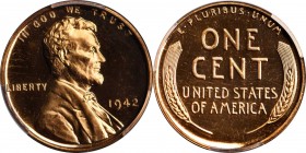 Lincoln Cent

Top Pop Superb Cameo Proof 1942 Cent

1942 Lincoln Cent. Proof-67 RD Cameo (PCGS).

Struck at the dawn of World War II, this cent ...