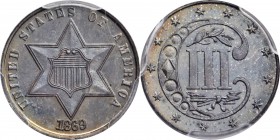 Silver Three-Cent Piece

Enchanting Premium Gem Proof 1869/'8' Three-Cent Silver 

1869/'8' Silver Three-Cent Piece. Breen-2960. Proof-66+ (PCGS)....