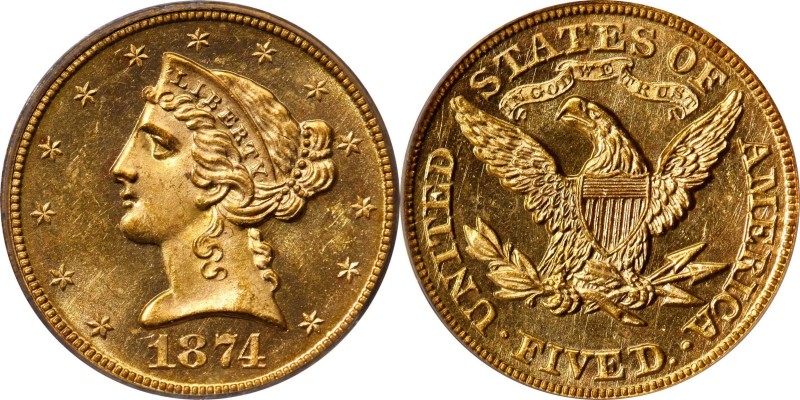 Liberty Head Half Eagle

Finest Known Circulation Strike 1874 Half Eagle

Th...