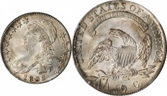 Capped Bust Half Dollar

1808 Capped Bust Half Dollar. O-107a. Rarity-2. MS-63 (PCGS).

A delightful satiny sheen encompasses both sides of this o...