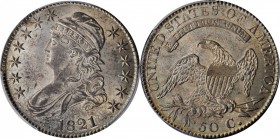 Capped Bust Half Dollar

1821 Capped Bust Half Dollar. O-101a. Rarity-1. MS-62 (PCGS).

An original and attractive example with pearlescent silver...
