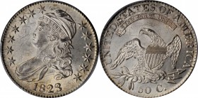 Capped Bust Half Dollar

1823 Capped Bust Half Dollar. O-105. Rarity-1. MS-63 (PCGS).

The faint golden shimmer of this lovely example encounters ...