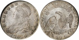 Capped Bust Half Dollar

1824/4 Capped Bust Half Dollar. O-110. Rarity-2. MS-64 (PCGS).

Soft silver-gray patina blankets both sides evenly, the s...