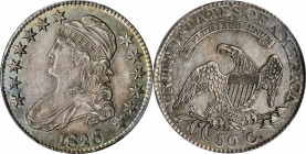 Capped Bust Half Dollar

1826 Capped Bust Half Dollar. O-110. Rarity-2. MS-62 (PCGS).

Handsome deep pearl-gray patina to both sides, the obverse ...