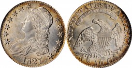 Capped Bust Half Dollar

1827 Capped Bust Half Dollar. O-146. Rarity-2. Curl Base 2. MS-62 (PCGS).

Close to if not just within the condition cens...