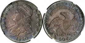 Capped Bust Half Dollar

1830 Capped Bust Half Dollar. O-115. Rarity-2. Small 0. MS-64 (NGC).

Deeply toned plum and mauve centers give way to blu...