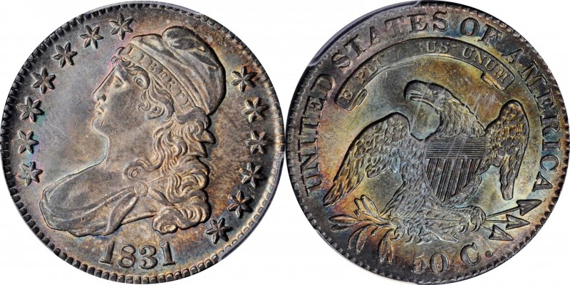 Capped Bust Half Dollar

1831 Capped Bust Half Dollar. O-107. Rarity-3. MS-63 ...