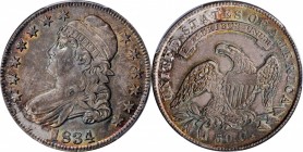 Capped Bust Half Dollar

1834 Capped Bust Half Dollar. O-104. Rarity-2. Large Date, Small Letters. MS-62 (PCGS).

The lustrous fields are toned wi...