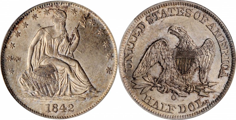 Liberty Seated Half Dollar

1842-O Liberty Seated Half Dollar. WB-3. Rarity-3....