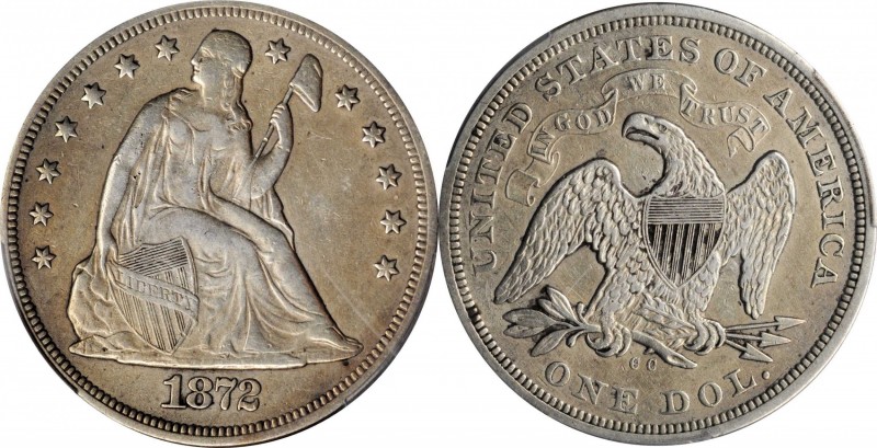 Liberty Seated Silver Dollar

1872-CC Liberty Seated Silver Dollar. OC-1, the ...