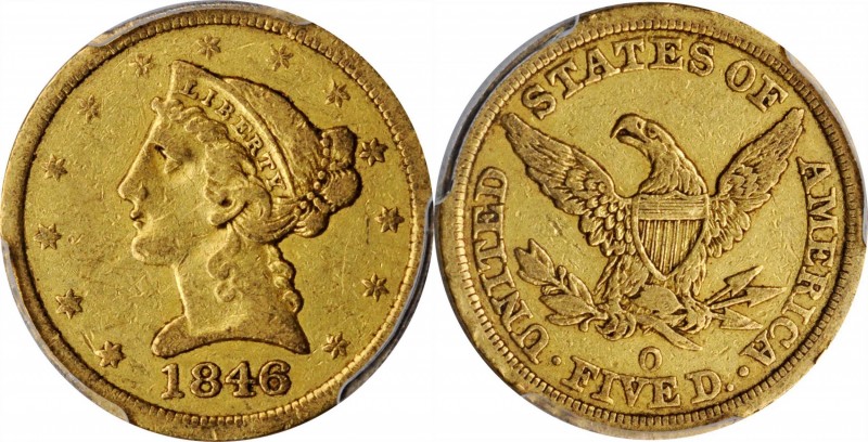 Liberty Head Half Eagle

1846-O Liberty Head Half Eagle. Winter-1. VF-35 (PCGS...