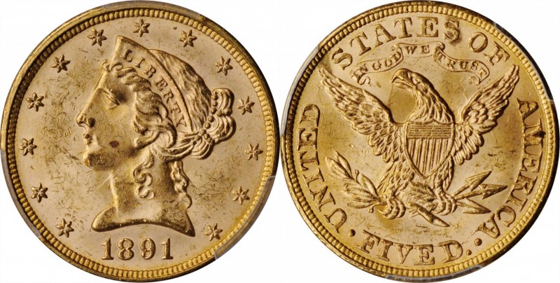 Liberty Head Half Eagle

1891 Liberty Head Half Eagle. MS-63+ (PCGS). CAC.

...