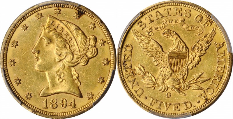 Liberty Head Half Eagle

1894-O Liberty Head Half Eagle. Winter-1. MS-61 (PCGS...