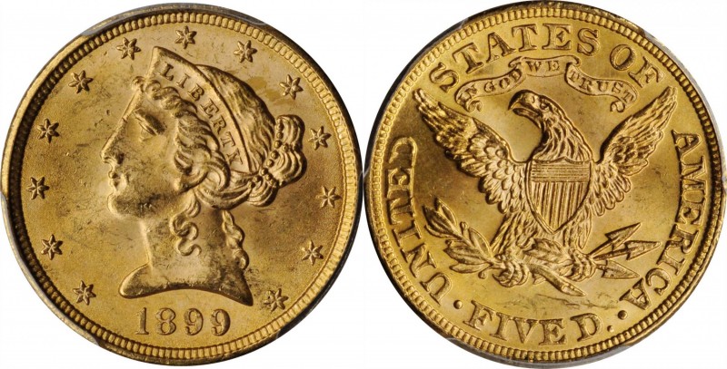 Liberty Head Half Eagle

1899 Liberty Head Half Eagle. MS-64+ (PCGS).

Ideal...