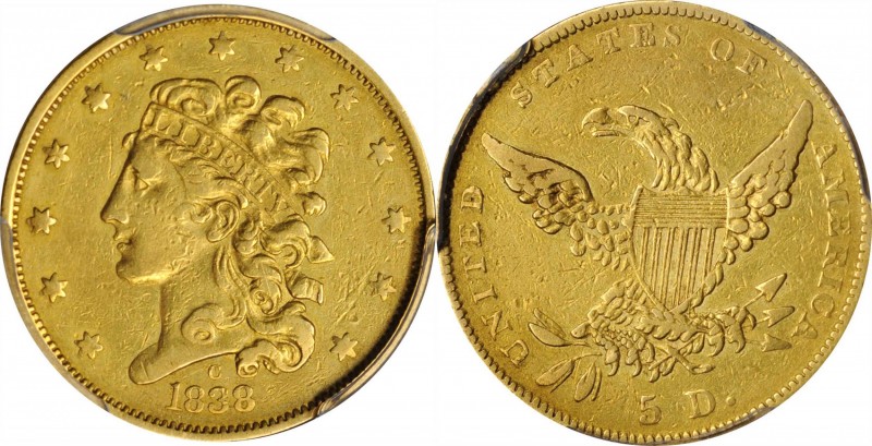 Classic Head Half Eagle

1838-C Classic Head Half Eagle. HM-1, Winter-1. Rarit...