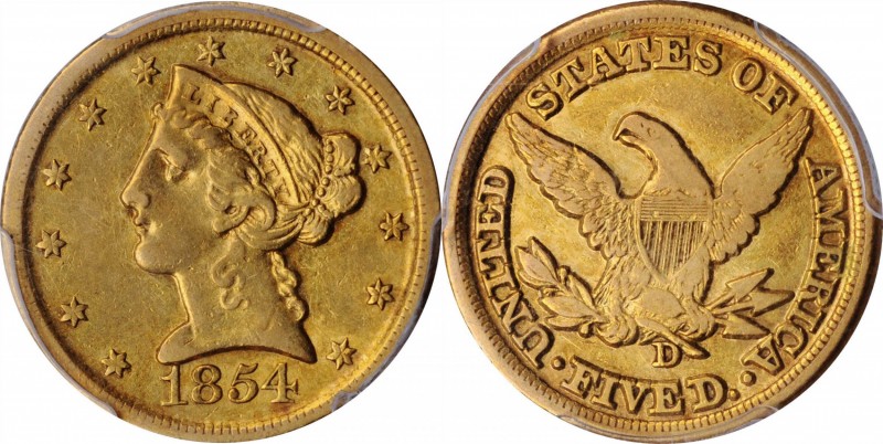 Liberty Head Half Eagle

1854-D Liberty Head Half Eagle. Large D. EF-45 (PCGS)...