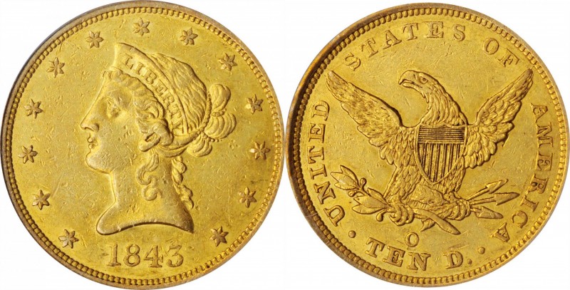 Liberty Head Eagle

1843-O Liberty Head Eagle. Winter-2. AU-58 (ICG).

Plent...