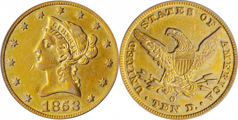 Liberty Head Eagle

1853-O Liberty Head Eagle. Winter-2. AU-50 (PCGS).

Glin...