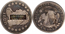 Counterstamps

BERSON in a serrated box punch on an 1820 Capped Bust dime JR-10. Brunk B-609, HT-560. Host coin Very Good. 

A beautifully toned w...